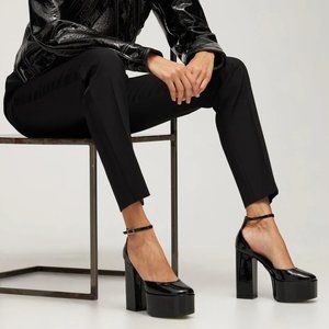 BRAND NEW IN BOX PARIS TEXAS "DALILAH" BLACK PATENT PLATFORM PUMPS, SIZE 36.5